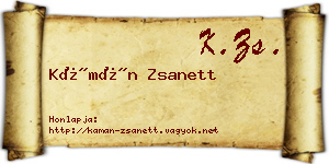 Kámán Zsanett névjegykártya
